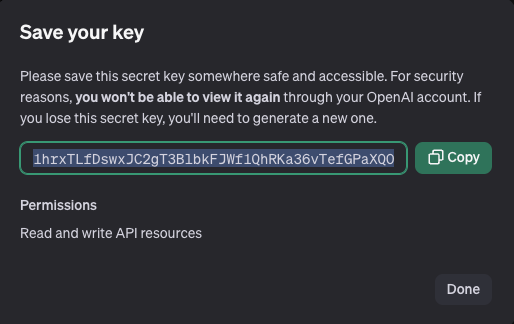 API key copy